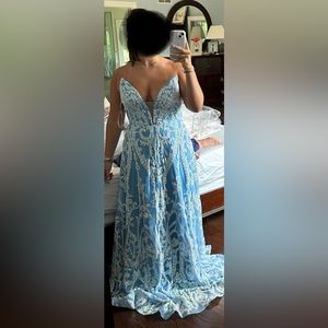 Blue beaded Jovani prom dress